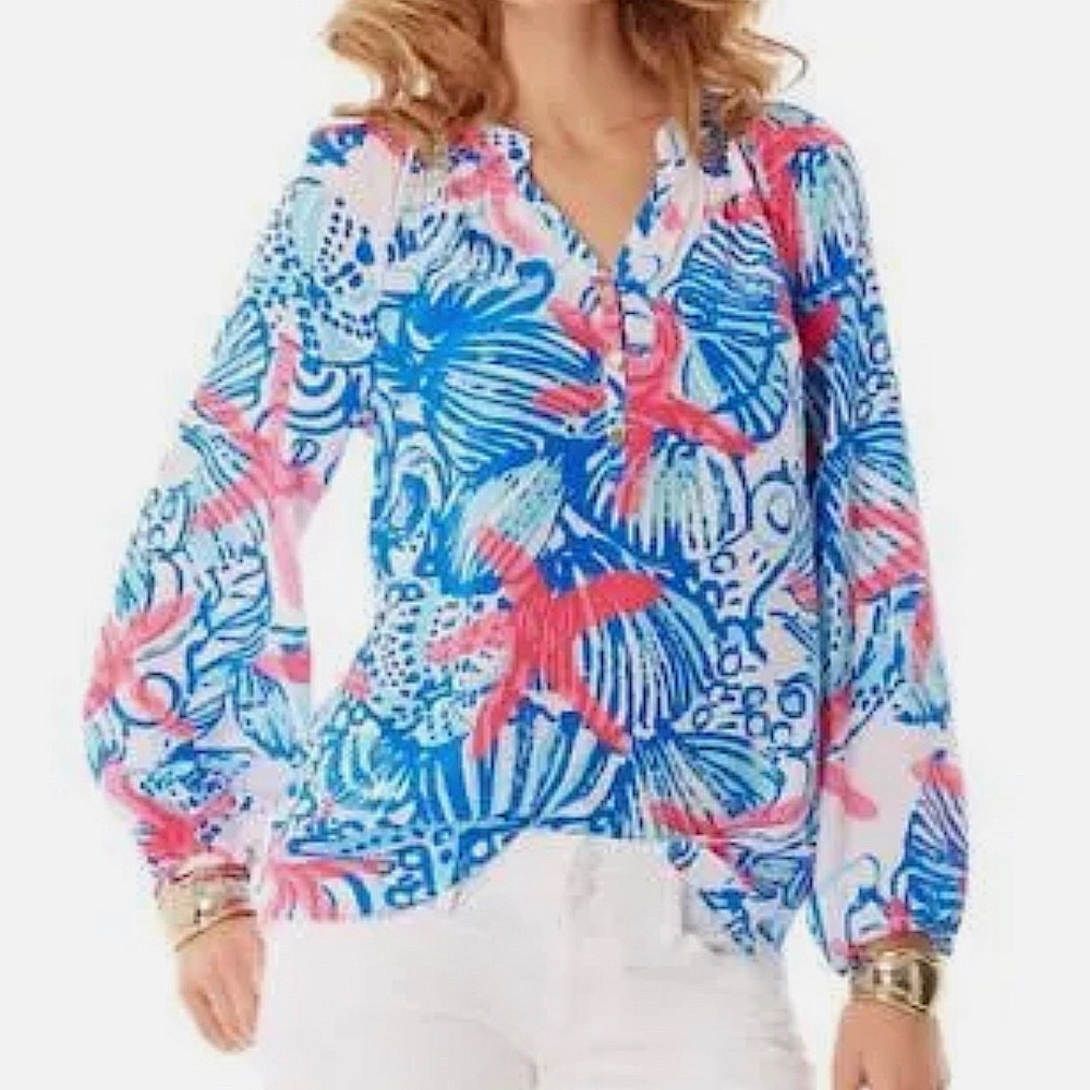 Lilly Pulitzer Elsa Top in Resort White She She Shells